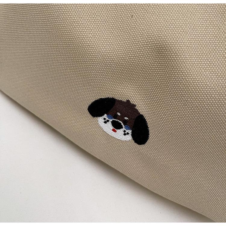 Casual Striped Embroidered Canvas Shoulder Bag - Autumn/Winter 2025 Trendy Student Design