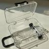 12pcs Mini Transparent Plastic Suitcase Storage Boxes with Retractable Wheels Jewelry Snack Organizer