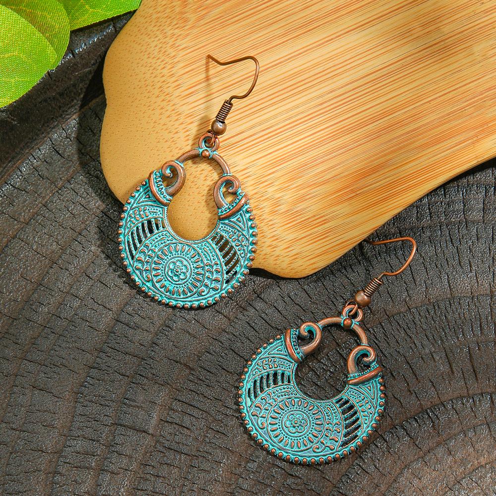 Cercei turcoaz Cercei boemi cu ciucuri, aliaj geometric, stil retro, accesorii urechi lăudăroși