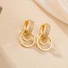 Elegant Zirconia Double Ring Dangle Earrings for Women – European & American Luxury Design