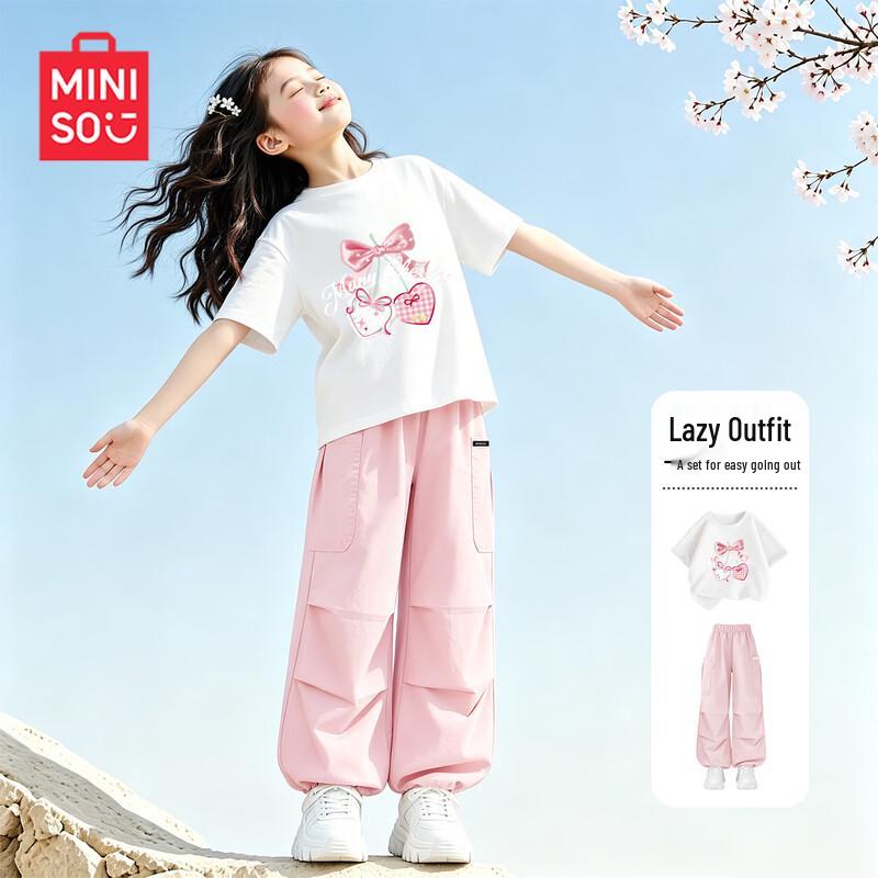 MINISO Girls Cotton Short Sleeve Sportswear Set 130