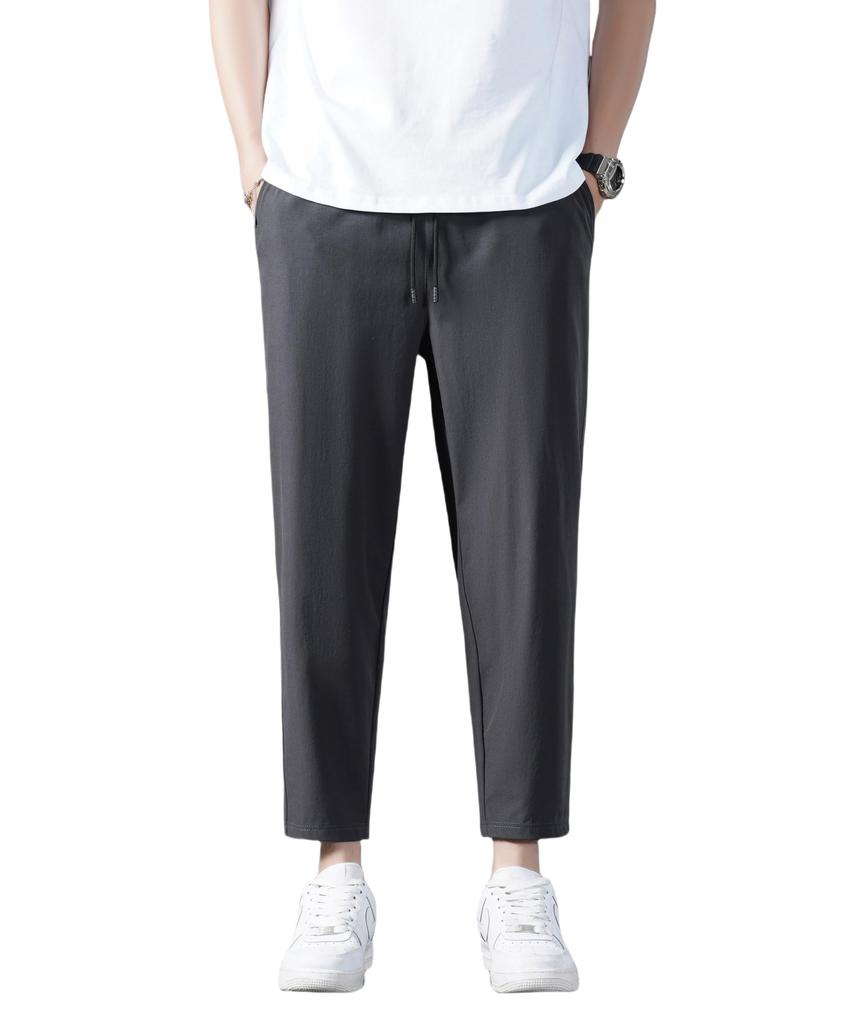 Cooling Summer Super Sweatpants with Adjustable Loose Ice Silk Plus Sizes Dark Men's Trousers, -5°C Wear, 3/4 Length, 9/10 Length, Quick-Drying,