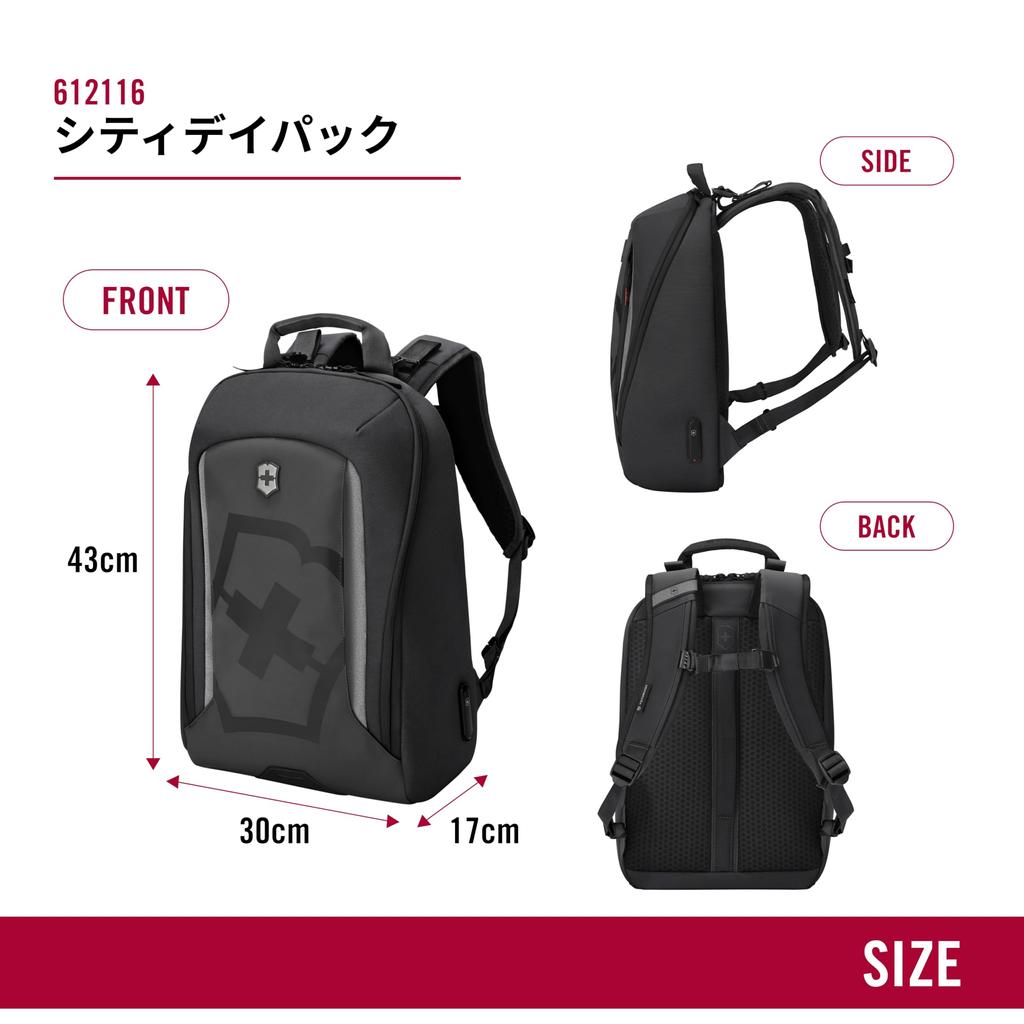 Touring Touring City Backpack that can hold a Business Slim Black 612116 [Victorinox] 2.0 2.0 Daypack, 15-inch laptop, Business, Men's, School,