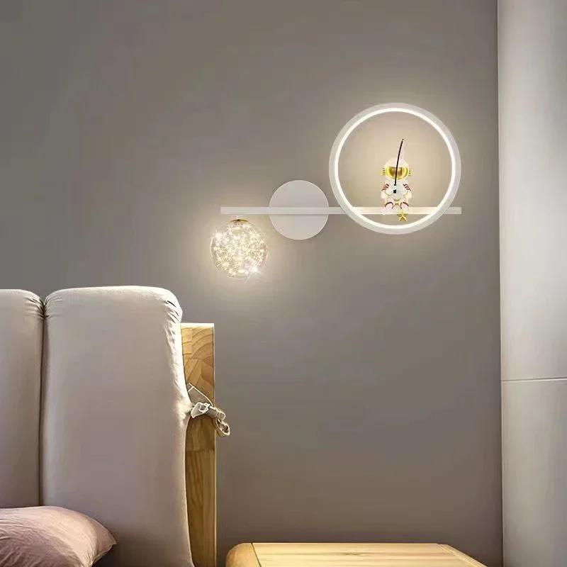 Modern Children Wall Lamp LED Star Projector Decorate Kids Wall Light Bedroom Space Creative Astronaut Sconces Indoor Lighting