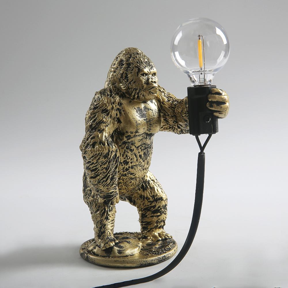 Lampă de masă din rășină Animal Gorilla Ornamente mici Mini Gorilla Lumini LED drăguțe Decor pentru interior Corp de iluminat lampa de masă artizanală