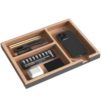 LOE Desktop Storage Organizer with Drawers, Stationery Storage, Pen Holder, and Dividers for Monitor Stands, Add-on Drawers for Remotes and