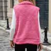 Women's Casual Fashion Solid Color Long Sleeved  Zipper Loose Pocket Jacket Plush Vest
