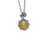 Octagonal Millennium Rose Cut Redstone Necklace Elegant Premium Pink Stone Yellow Diamond Leaf Pendant Female