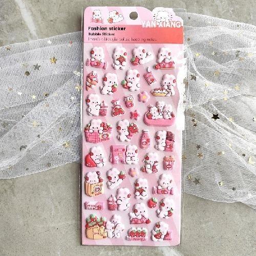 1Pc Cute Cartoon Ghost Family 3D Relief Stickers Fun Jelly Transparent Decoration for Phone Cases Children's DIY Crystal Sticker