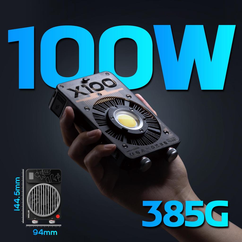 Flagship ZHIYUN MOLUS X100 COMBO LED Video CRI TLCI Brightness Control Via Bluetooth and Warranty [Official Store] Light, 100W, 2700K-6500K, 95+, 97+,