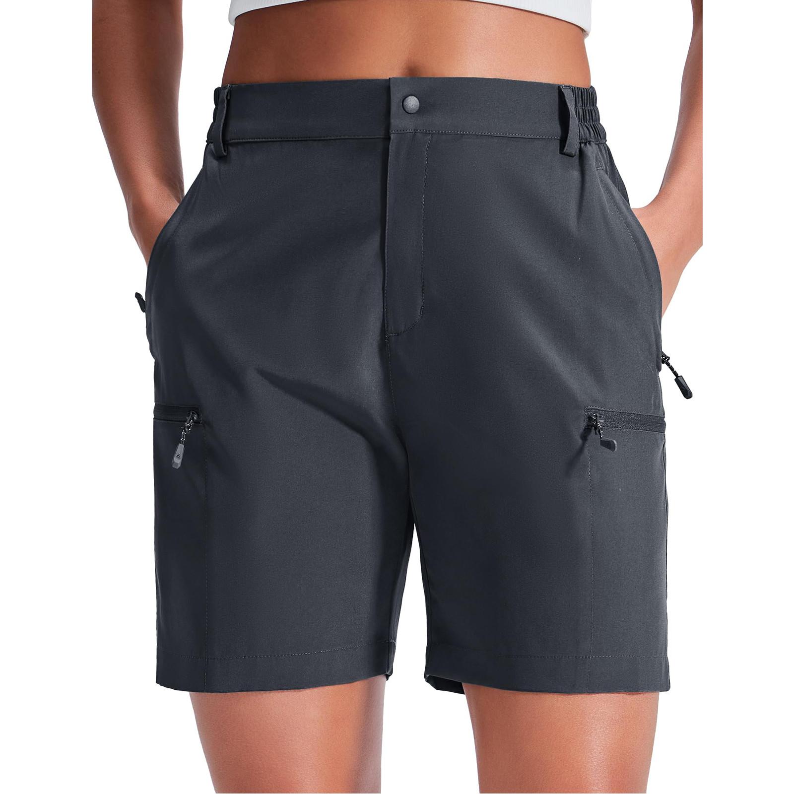 

Женские шорты быстросохнущие легкие эластичные УФ-защита карманы на молнии путешествия кемпинг L коричневый