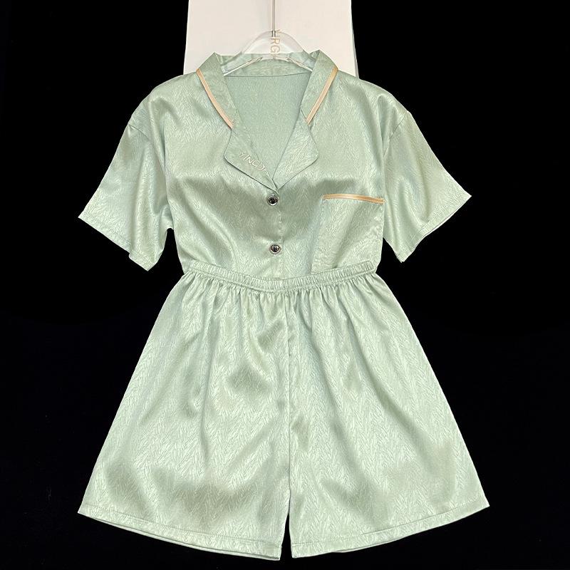 Summer Ice Silk Pajamas for Women: New Style, Sweet & Simple, Short-Sleeved Homewear