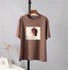 Hirsionsan Vintage Printed T Shirt Women Summer Chic Tees 100% Cotton Elegant Jumper Clothes Oversized Casual Pullover Top