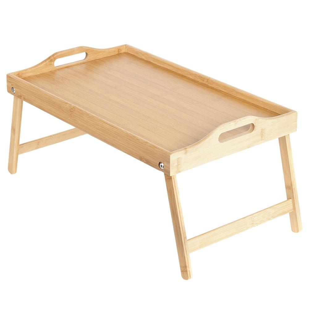 Stolik Bambusowy Śniadaniowy Pod Laptop Składany Taca Deska do Łóżka 2w1
