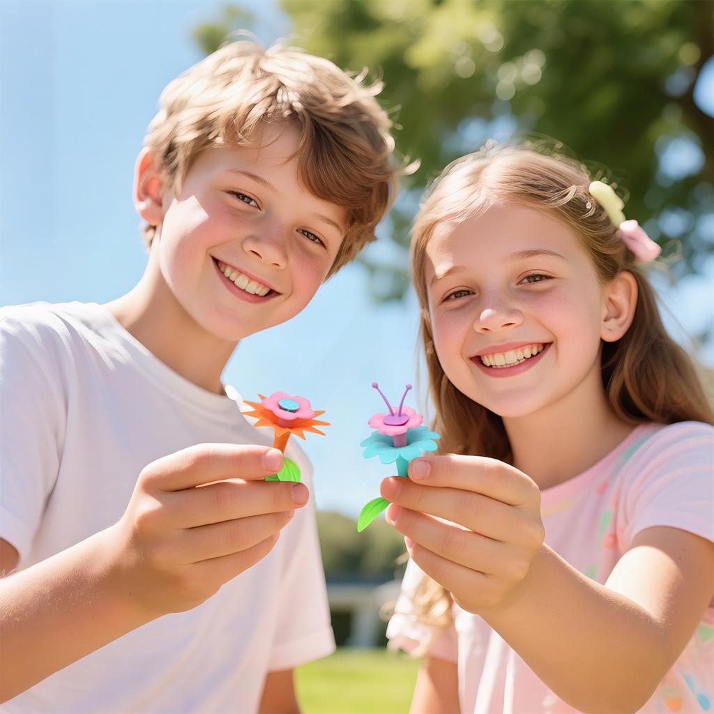 Baustein Lernspielzeug für Jungen und Mädchen, Vielseitige Garten-Blumenarrangements, Kinder-Plastikpuzzles, Festivalgeschenke