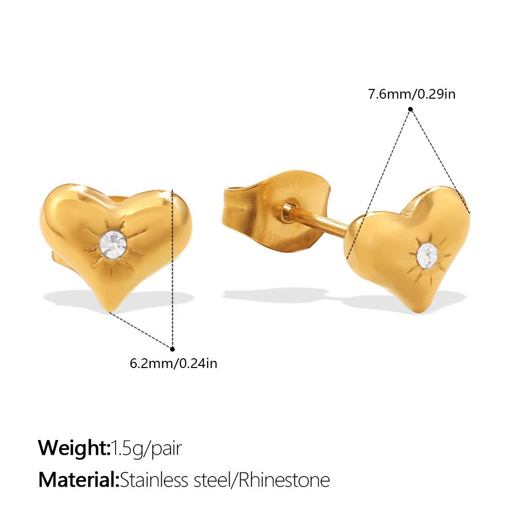 Gold irregular white shell love stud earrings simple ins wind heart earrings