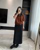 Spring Arrives Early: 2024 A/W Korean High Waist Wool-Blend Slit Midi Skirt