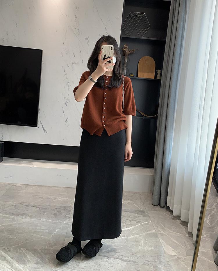 Spring Arrives Early: 2024 A/W Korean High Waist Wool-Blend Slit Midi Skirt