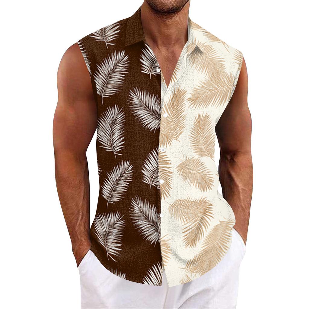 Men's Hawaiian Lapel Button-down Shirt T-shirt Top