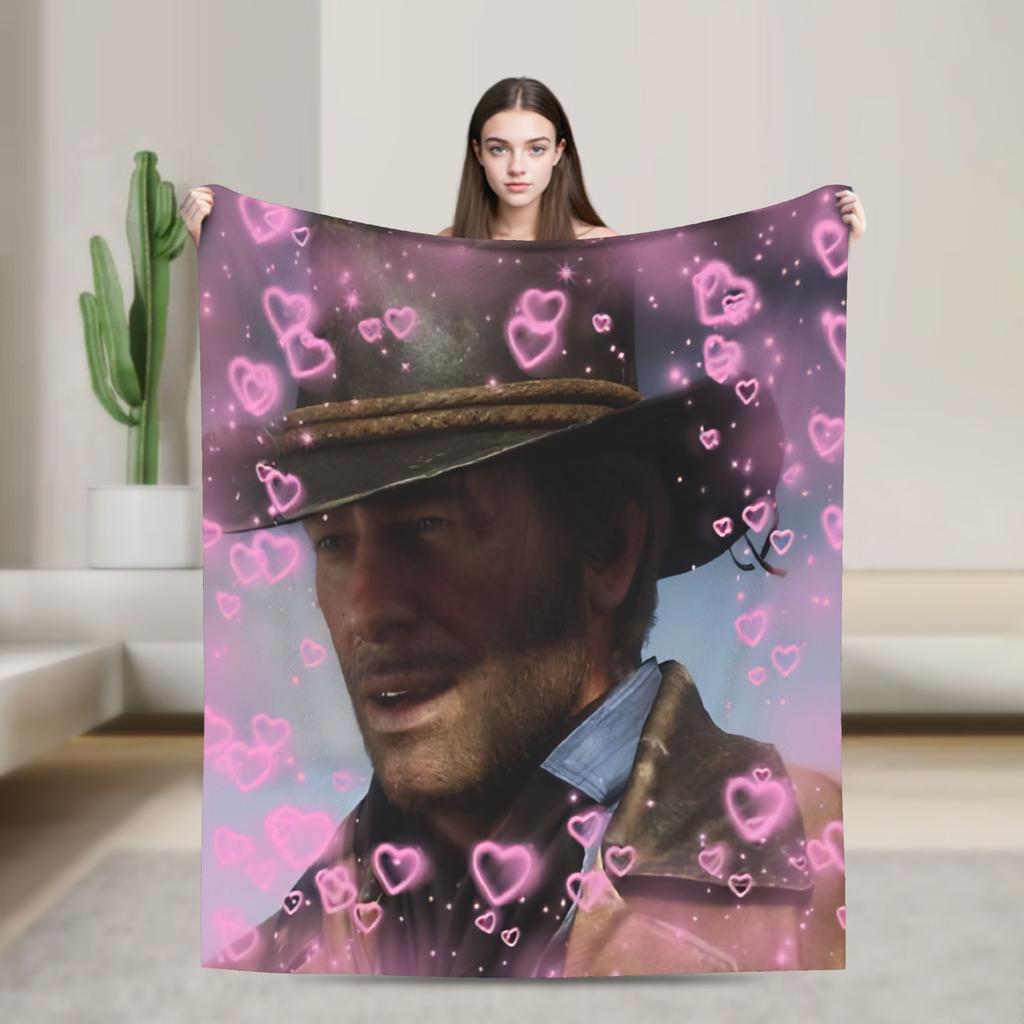 Arthur Morgan West Cowboy Action King Game Character Blanket Red Dead Redemption Plush Bedding Throws For Bedroom Flannel Cover