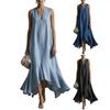 Women's Long Denim Dress Casual Loose Sleeveless V Neck Maxi Dress