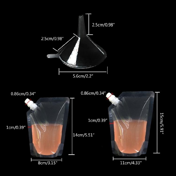 50pcs Reusable Drink Bags Leak-Proof for Travel Outdoor Sports Spout Pouch Bag