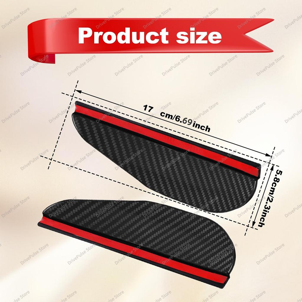 2PCS Carbon Fiber Rearview Mirror Rain Guards - Anti-Glare Sun Visor Cover for Clear Vision, Universal Car Mirror Accessories
