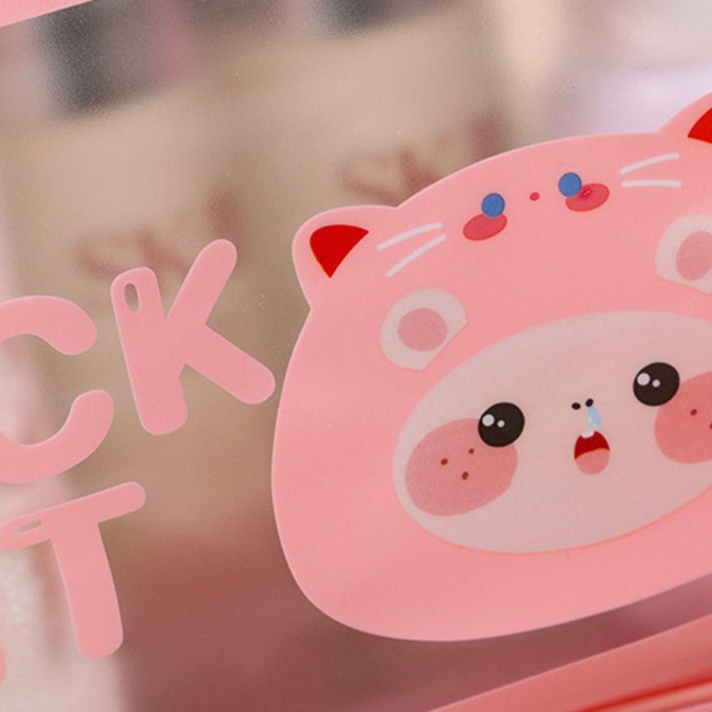 Cute PU Makeup Bag Transparent Cartoon Cosmetic Storage Bag Waterproof Wet-Dry Separation Wash Bag for Women Girls