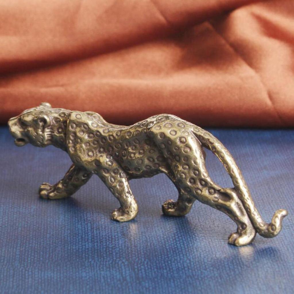 Soška leoparda Malá figurka geparda Mosazné umělecké řemesla pro domácí kancelářskou polici Stůl Realistická Antická Klasická Dekorace