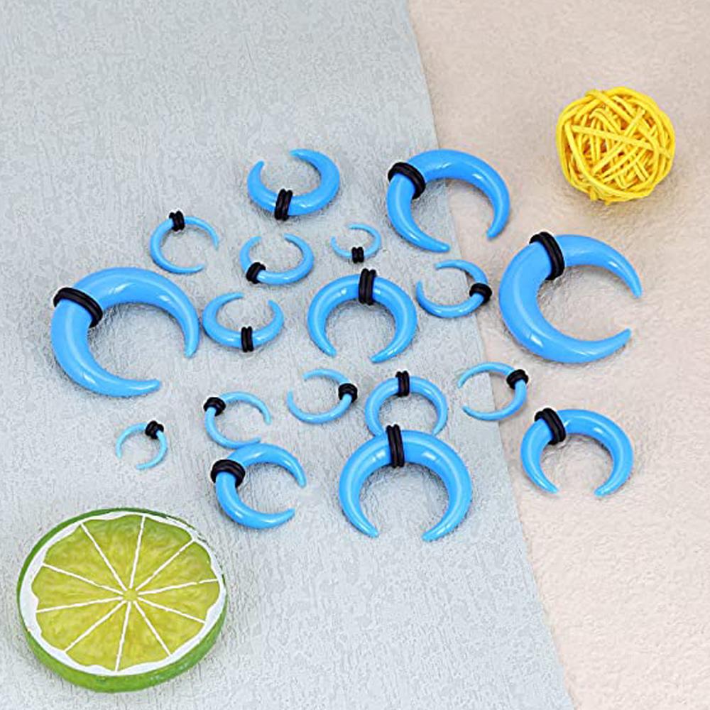 WKOUD 18Pcs Acrylic Septum Pincher Tapers C Shape Buffalo Ear Taper Kit Stretching Expander Rings for Nose Ear Gauges