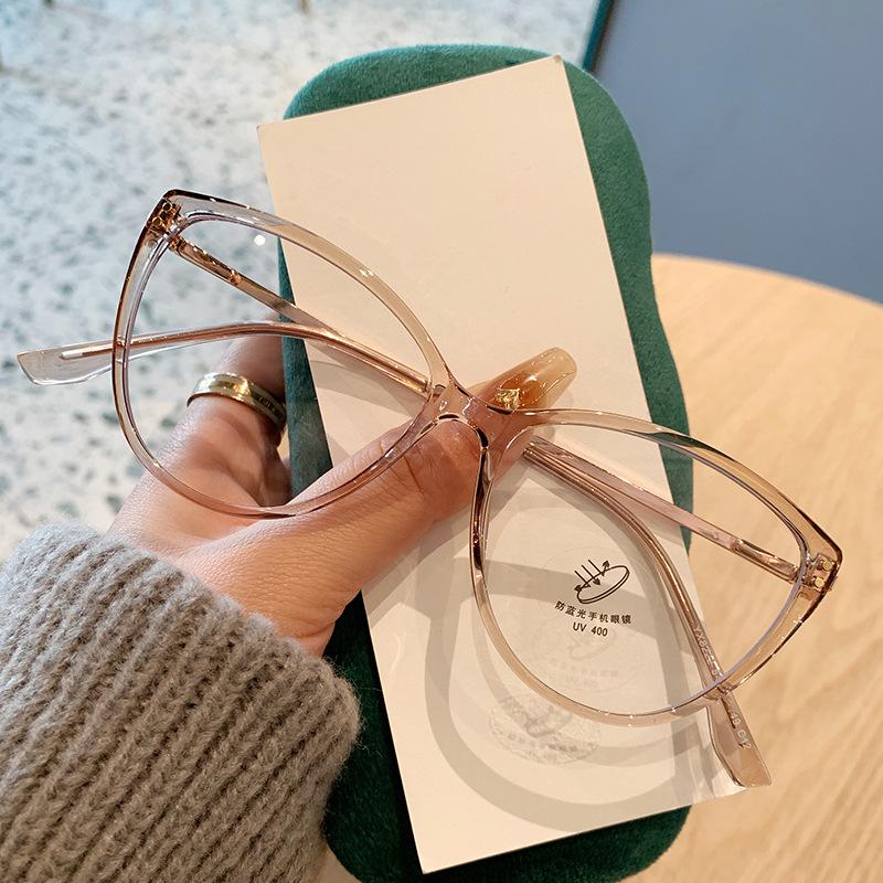 New Fashion Anti-Blue Light Glasses Ultra-Light Blush Cold Brown Korean Round Metal Frame Eyewear
