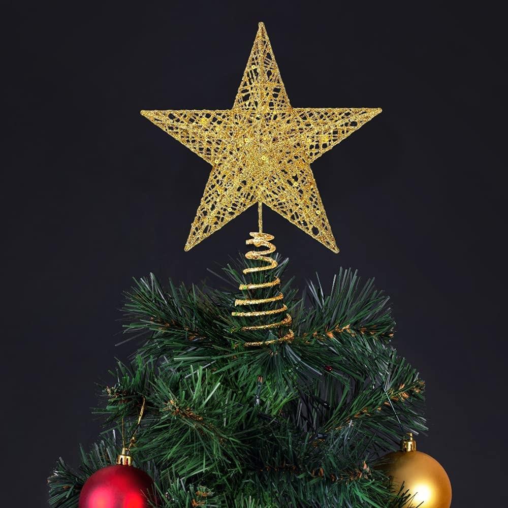 1× Glitter Star Christmas Tree Topper Ornaments Party Decoration Xmas Tree Decor