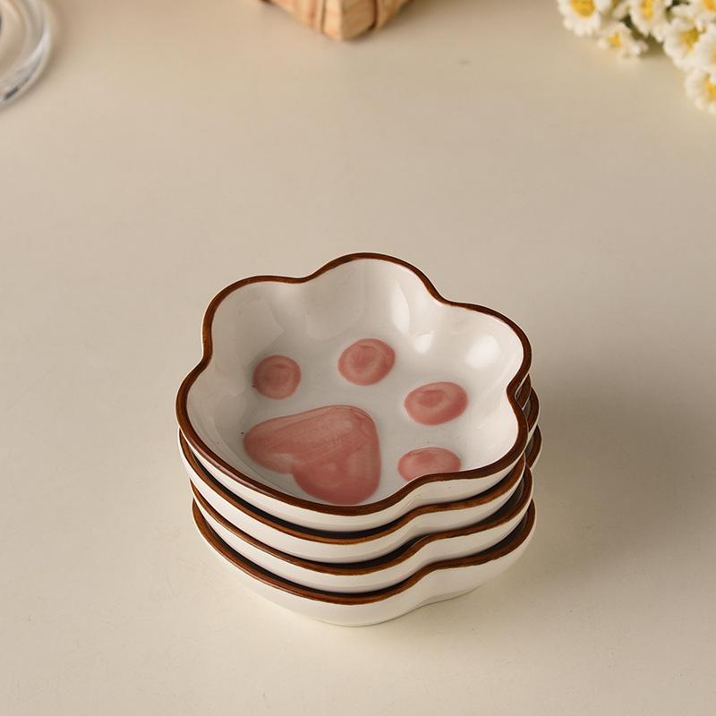 Cat Claw Flavor Dish Cute Ins Cartoon Creative Dish Home Seasoning Ceramic Small Dish Desktop Atmosphere Decorative Dish