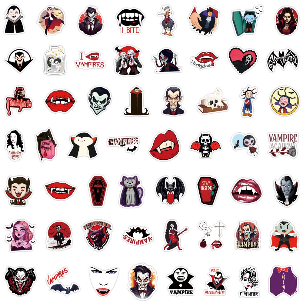 55 Vampire Cartoon Stickers: Decorate Notebooks & Water Bottles