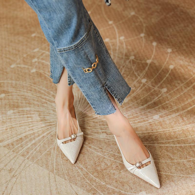 Women's Stiletto SandalsPointed Single Shoe Female Patent Leather Solid Color Fashion Simple All-match Womens Shoes Autumntime