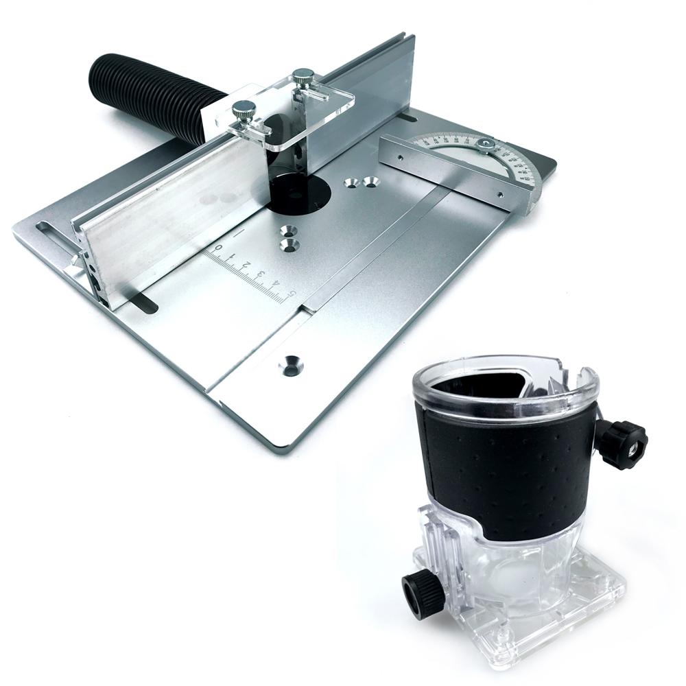 Aluminium Router Table Insert Plate Woodworking Trimmer Electric Wood Milling Flip Plate With Miter Gauge for DIY Working Benche