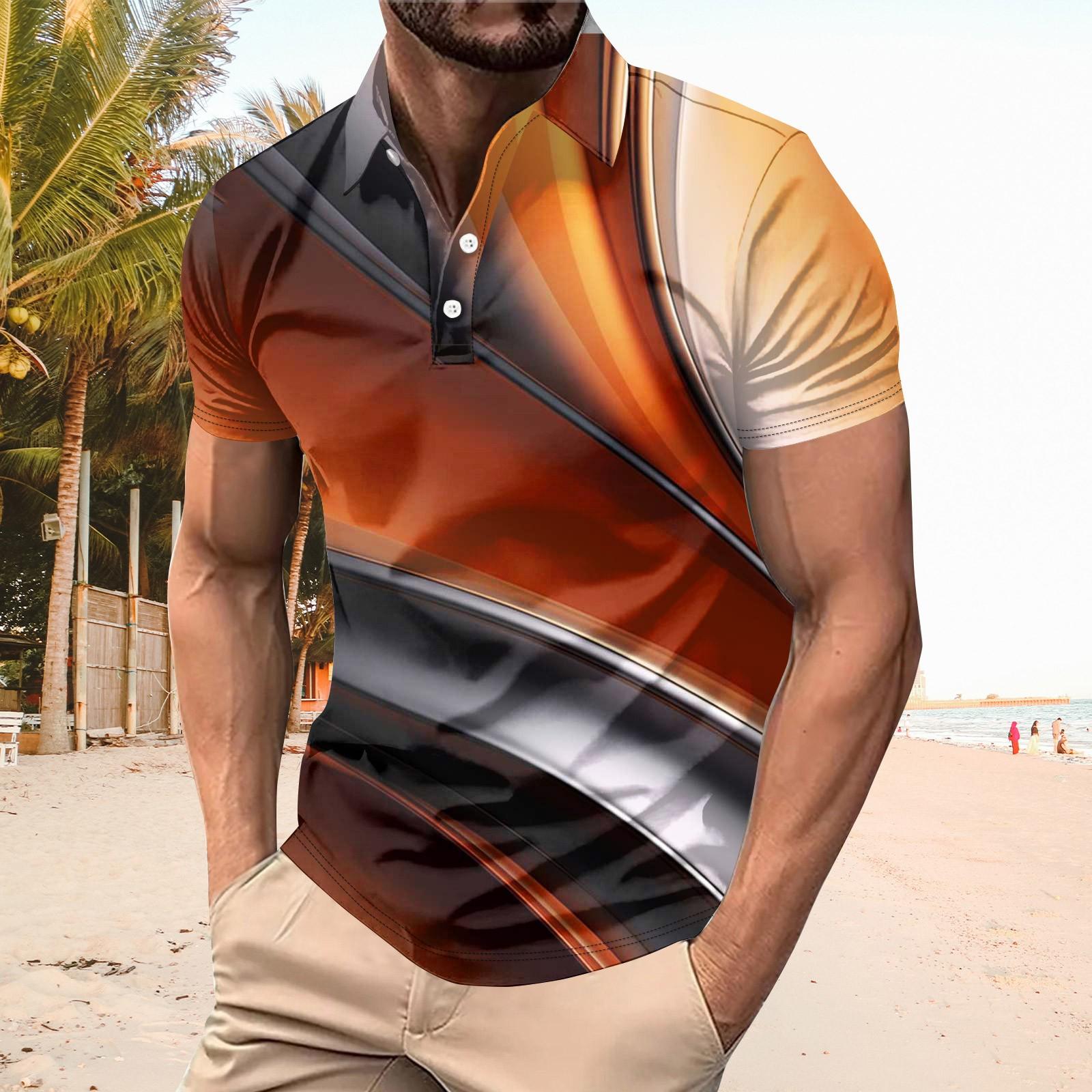 

Чоловіча дихаюча сорочка з короткими рукавами для літнього дозвілля XL помаранчевий