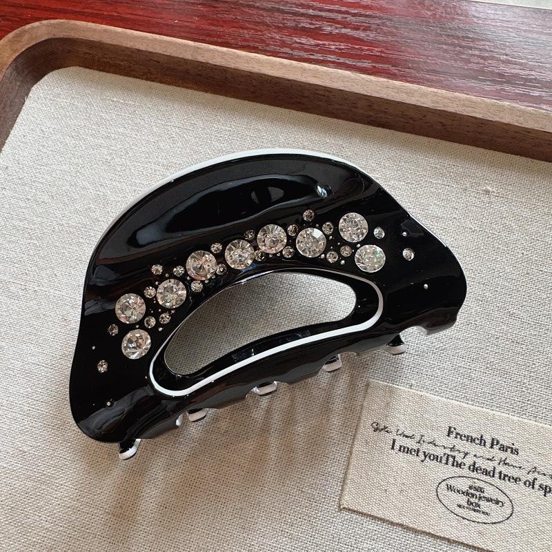 

Luxury Acetate Satin Cream Hair Claw Clip with Embellished Crystals,hair accessories for women accesorios para el cabello