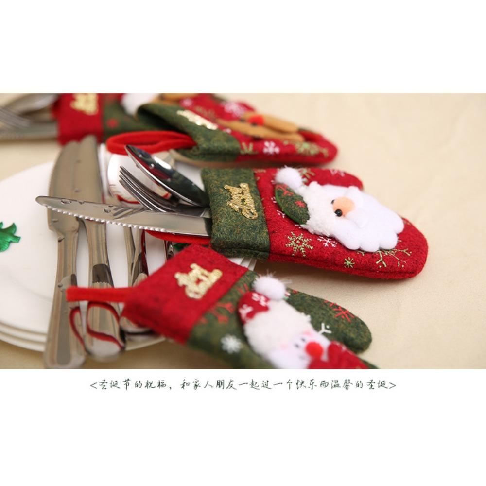 New Christmas Decorations Restaurant Tabletop Cutlery Set Knife and Fork Set Gift Bag Gloves