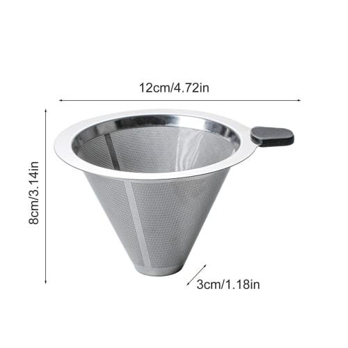 Reusable Stainless Steel Pour-Over Filter for Coffee Dripper | Paperless Filter Coffee Maker, Double-Layer Fine Mesh Coffee Strainer for Richer Coffee