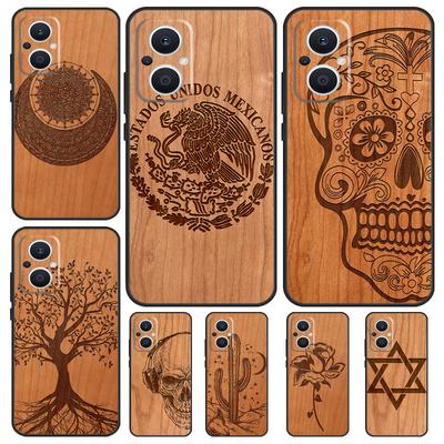 Baumrose Schädel Kaktus Holz Hülle Für OPPO Reno 8T 2Z 4Z 5Z 10 4 5 6 7 8 Lite OPPO Find X2 X3 Neo X6 Pro X5 Lite Hülle