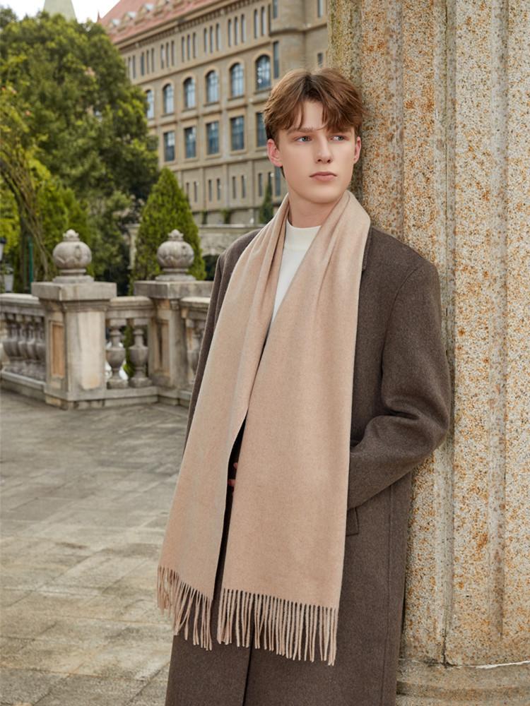 Classic Simple Solid Wool Blend Scarf Women Men Fall Winter High Quality Woolen Shawl Thick Warm Tassel Muffler Female Male Wrap