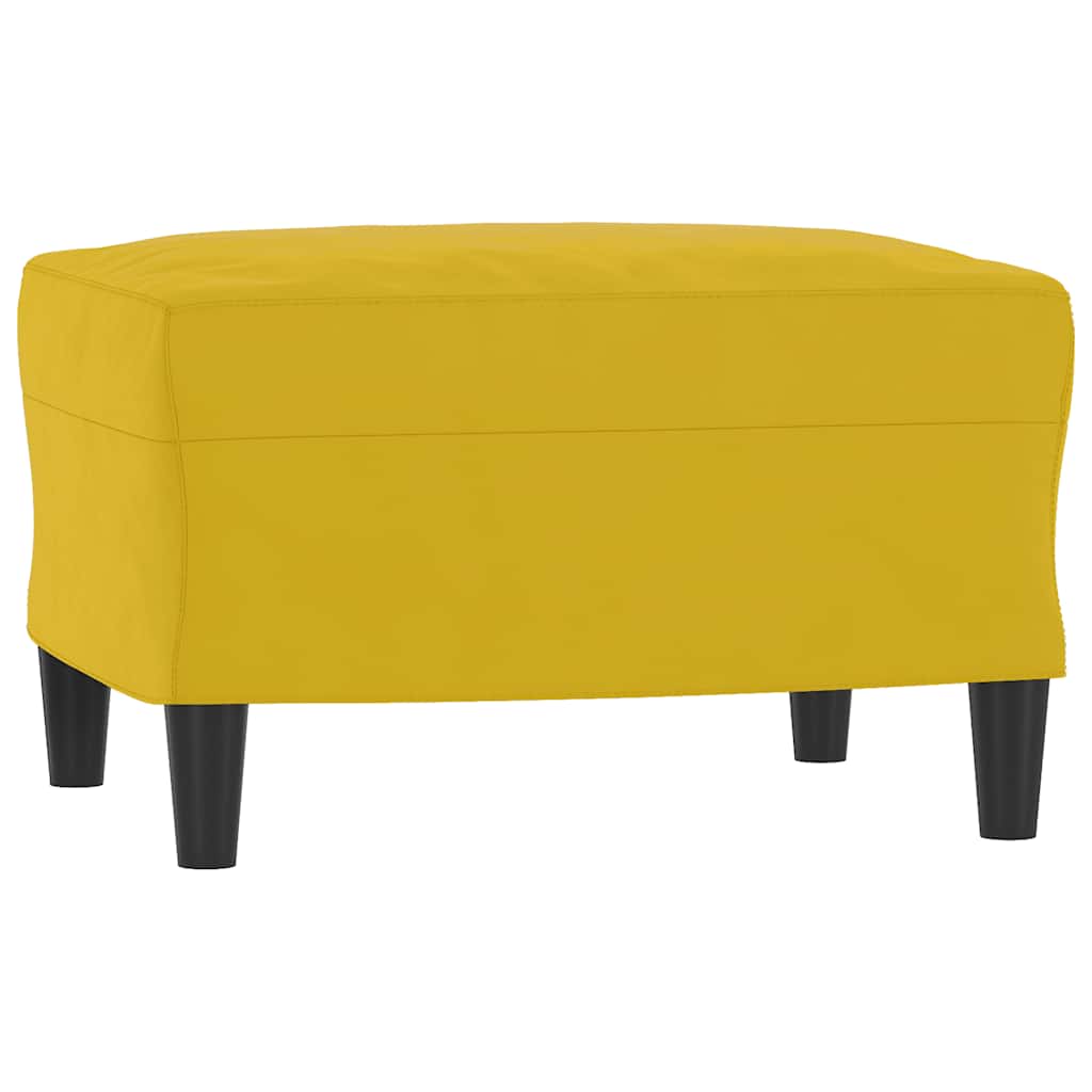 Yellow Velvet Armchair with Footstool 60 Cm