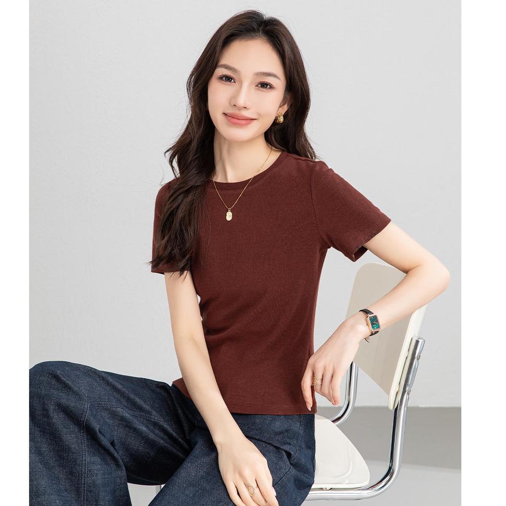 Yi Fei Women's Slim Fit Age-Reducing T-Shirt – Petite & Regular Short Sleeves