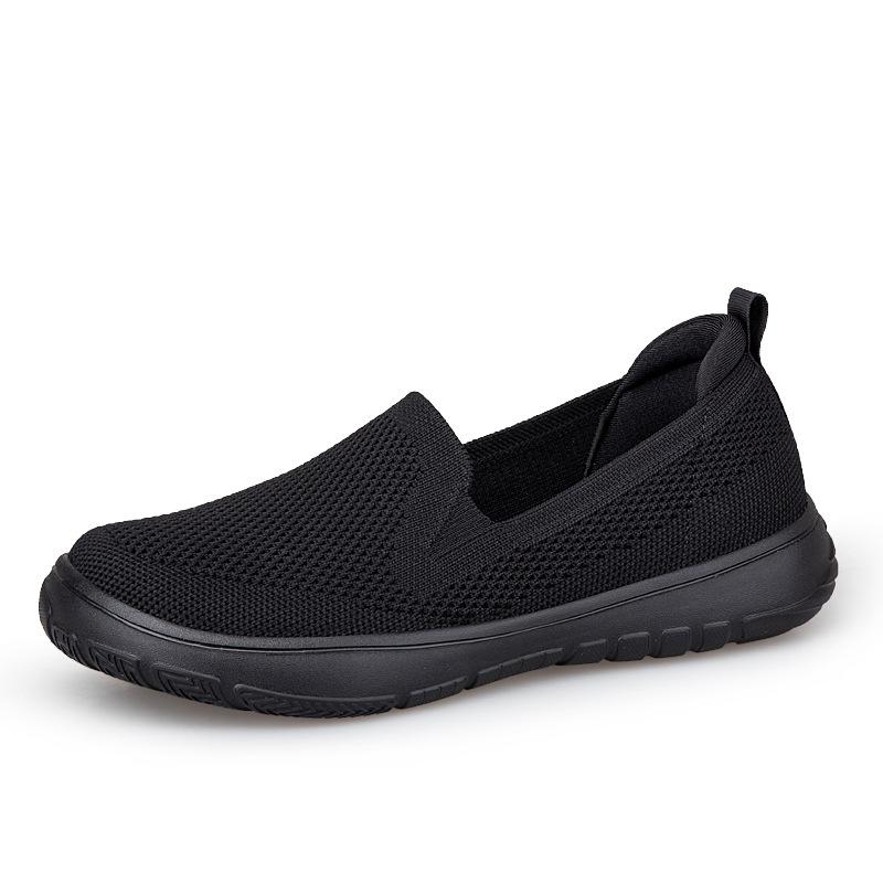 

Новые тканевые туфли Весна и Осень мягкие и удобные, туфли для мам на одной педали, модные универсальные нескользящие одинарные туфли 42 чёрный