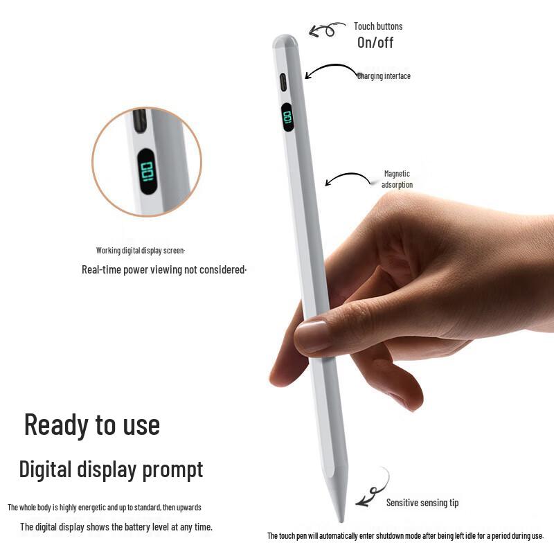 Upgraded Stylus Pen with Digital Display & Magnetic Adsorption for Tablets