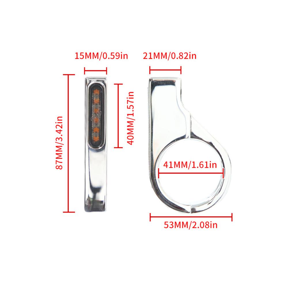 2Pcs 41Mm Chrome Motorcycle Front  Led Turn Signal