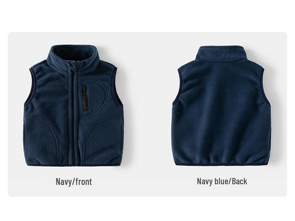 Children's Autumn/Winter Fleece Stand-Up Collar Vest - Unisex Sleeveless Jacket
