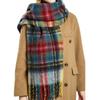 New autumn and winter retro plaid fringed scarf wool blended high-end versatile warm contrasting color plaid scarf