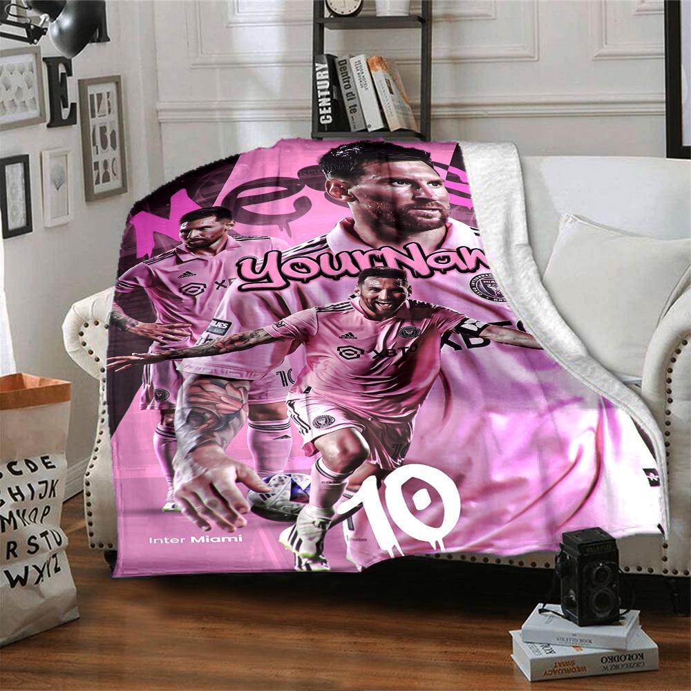 Messi Customize Text Blanket Gift Personalized Blanket Durable Comfort Suitable for Sofa Bedding Office Picnics Ideal for All Seasons